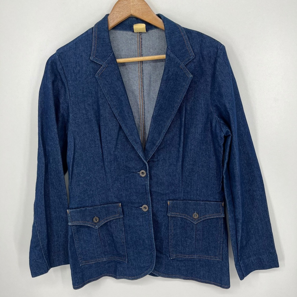 Koret City Blues Vintage Blue Denim Blazer Jacket Women Size 12